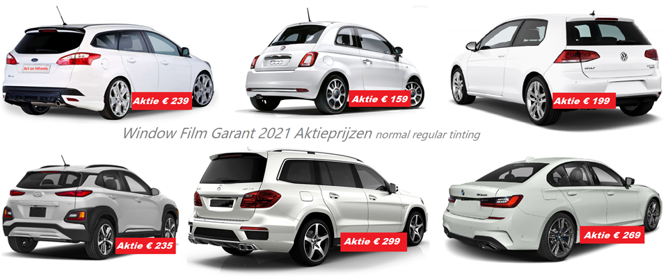 Window Film Garant Aktie prijslijst 2021 normal base tinting